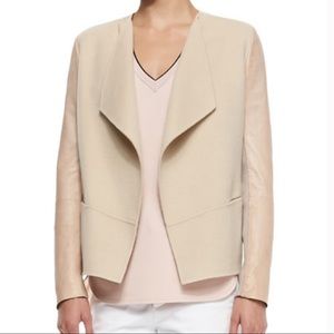 Vince wool blend jacket with leather sleeves